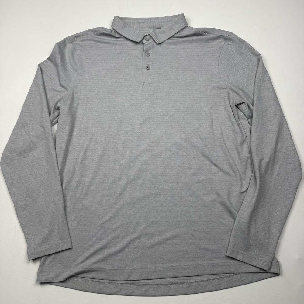 Lululemon Polo Shirt Mens L Gray Long Sleeve Performance Stretch Athletic